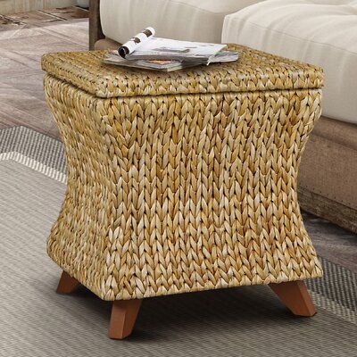 Wicker Ottoman With Storage, Rattan Ottoman, Square Storage Ottoman, Condo Furniture, Blanket Fabric, Square Storage, Ottoman Design, Coastal Living Room, Banana Leaves