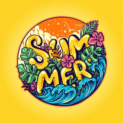 Summer Graffiti, Retro Surf Art, Seni Mural, Summer Logo, Beach Illustration, Summer Illustration, Sea Wave, Summer Tropical, Beach Design