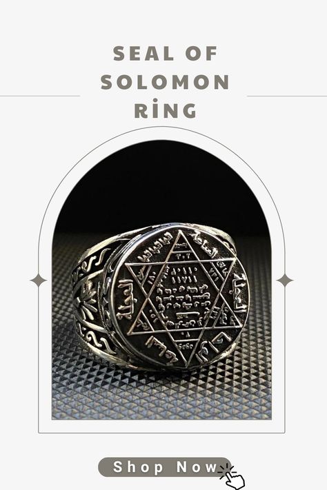 Seal of Solomon Ring, Men's Ring of Solomon, Seal of Solomon, Ring of Star of Solomon, Star of David, Ring of Kabbalah, Ring of Power, Solomon Features; • Gender : Male / Female • Material : 925 Sterling Silver • Total weight : 13.10 (+ - 5%) Grams • Solomon's Seal Ring is ideal for daily use. •This meaningful ring with quality handcraft will be a legacy you can leave to your family with its quality. Ring Of Solomon, Ring Of Power, Solomon Seal, Solomons Ring, David Ring, Meaningful Rings, Seal Of Solomon, Solomons Seal, Seal Ring