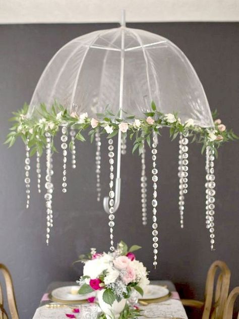 Umbrella Decoration Ideas, Bridal Shower Umbrella, Umbrella Centerpiece, Floral Umbrellas, Country Bridal Shower, Umbrella Decorations, Umbrella Wedding, Umbrella Designs, Shower Inspiration