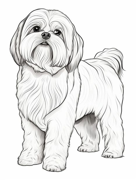 Coloring For Adults, Shitzu Dogs, Abstract Pencil Drawings, Owl Coloring Pages, Dragon Coloring Page, Dog Language, Tattoo Art Drawings, Shih Tzu Dog, Drawing For Beginners