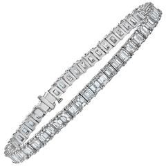 Emerald Cut Diamond Gold Platinum Bracelet Emilio Jewelry, White Diamond Jewelry, Platinum Bracelet, Vintage Tennis, Modern Bracelets, Everyday Bracelet, Antique Bracelets, Emerald Cut Diamond, Diamond Gold