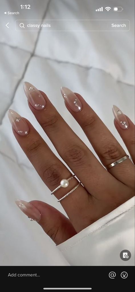 Trending Nail Color, Nail Color Designs, Narrow Laundry, Engagement Nails, Kutek Disney, Unghie Sfumate, Manikur Kuku, Classy Acrylic Nails, Pearl Nails