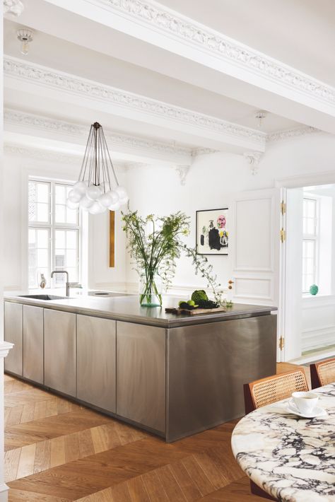 Pernille Teisbaek crafted her dream home from scratch in Copenhagen – Vogue Australia Scandinavian Design House, Stainless Steel Kitchen Design, Pernille Teisbaek, Stainless Kitchen, Interior Design Per La Casa, Minimalist Interior Design, Scandinavian Home, Stainless Steel Kitchen, Küchen Design