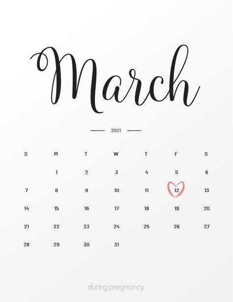 Due Date: March 12, 2021 | Using Your Estimated Due Date Happy Due Date, Happy Birthday 19, Due Date Calendar, Aries Baby, Date Month, Baby Due Date, Calendar March, Birthing Classes, Bff Gifts Diy