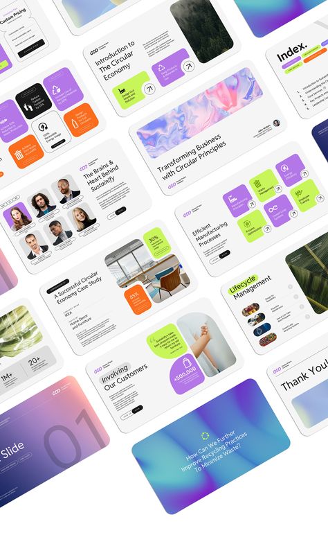 Gradient Editorial Design, Commercial Presentation Design, Social Media Pitch Deck, Creative Powerpoint Design, Rebranding Social Media, Brand Presentation Design, Color Palette Presentation, Gradient Presentation, Presentation Graphic Design