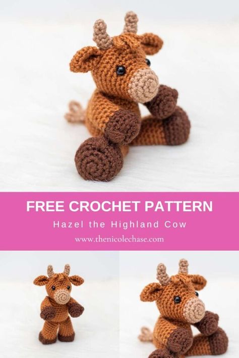 Crochet Highland Cow - FREE Highland Cow Crochet Pattern Mini Highland Cow Crochet Pattern, Crochet Mini Highland Cow Free Pattern, Free Highland Cow Crochet Pattern, Mini Cow Crochet Pattern Free, Crochet Highland Cow Free Pattern, Free Cow Crochet Patterns, Police Gnome, Cow Crochet Pattern Free, Highland Cow Crochet Pattern