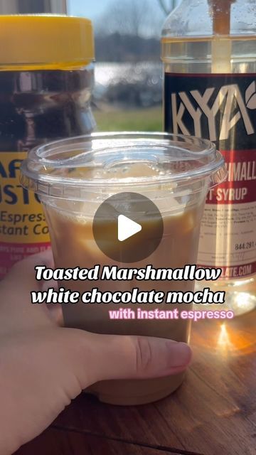 Brookelyn ☕️✨💕 on Instagram: "Toasted Marshmallow White Chocolate Mocha made with instant espresso!! 🤩💗  This is so good omgg! Toasted marshmallow and white chocolate is definitely one of my favorite combinations. I made this a different way the other day except it was a white chocolate mocha with toasted marshmallow cold foam 🤩 both really good options!! 💗  RECIPE:  🍫 2 tsp @cafebustelo instant espresso 🍫 4 tbsp water 🍫 1 tbsp white chocolate sauce from @kyyachocolate (CODE BROOKELYNKYYA10) 🍫 3-4 pumps toasted marshmallow syrup I’m using the Kyya one 🍫 milk 🍫 ice  ENJOY your tasty drink without an espresso machine! Follow me @brookelynlikesespresso for more coffee recipes on here and TikTok 💗🤩  #caffeine #coffee #coffeetime #coffeelovers #instantespresso #cafebustelo #coffeec Marshmallow Sauce For Coffee, Toasted Marshmallow Iced Coffee, Toasted Marshmallow Coffee, Toasted Marshmallow Syrup, Marshmallow Syrup, Mocha Coffee Recipe, Marshmallow Sauce, Instant Espresso, Cafe Bustelo