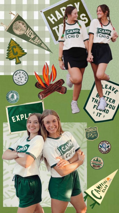 Created by winnifredrusso on Shuffles Sorority Retreat, Recruitment Themes, College Board, Bachelorette Party Bride, Phi Mu, Sigma Kappa, Camping Theme, Bid Day, Work Week