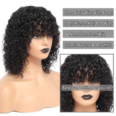 Short Black Bob, Black Bob Wig, Water Wave Wigs, Short Black Wigs, Hair Puff, Curly Bob Wigs, Virgin Hair Wigs, Short Curly Wigs, Curly Human Hair Wig