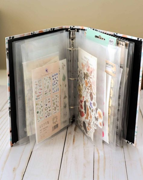 Art and Craft Room Organization: Organizing Paper and More - An Artful Mom Sticker Storage Binder, Ephemera Organization Ideas, Sticker Organization Storage, Scrapbooking Organization Ideas, Scrapbook Sticker Organization, Rubber Stamp Storage, Art And Craft Room, Paper Organizing, Scrapbook Paper Organization