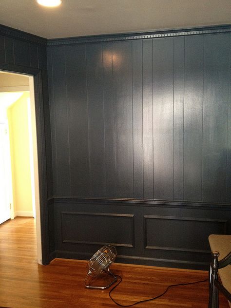 painted paneling-common feature on most older homes. Good temporary solution before you switch out to dry wall. Old Paneling Makeover, Wood Paneling Makeover, Paneling Makeover, Older Homes, Interior Cladding, Painting Wood Paneling, Dry Wall, Paint Inspiration, Panel Wall