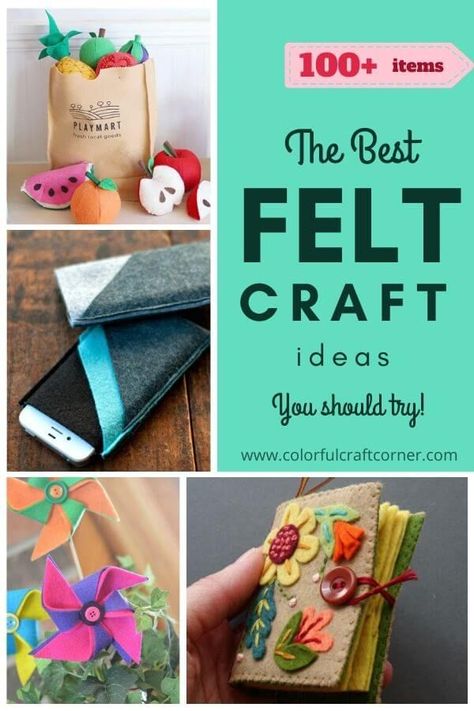 Check out these Easy DIY felt craft ideas. A huge list to inspire and show you how versatile felt can be. Felt Embellishments Diy, Felt Easy Crafts, Felt Crafts For Preschoolers, Beginner Felt Sewing Projects, No Sew Felt Crafts For Adults, Diy Felt Animals Easy, Things To Make With Felt Diy Projects, Felt Ideas To Sell, Craft Felt Ideas