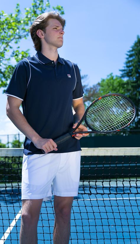 Shop the newest Fila men's Heritage Collection of premium tennis apparel for summer 2018 includes chinese red, navy blue, angel falls blue, and white fila tennis shirts, polos, shorts, and warm ups perfect for the tennis season. https://www.midwestsports.com/fila-mens-tennis-apparel-heritage-su18/c/filamheritage_su18/ Male Tennis Outfit, Men’s Tennis Outfit, Tennis Men Aesthetic, Tennis Outfit For Men, Tennis Sport Outfit, Men Tennis Outfit, Tennis Outfits Men, Tennis Aesthetic Men, Mens Tennis Outfit