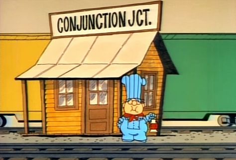 Conjunction Junction video & lyrics - Schoolhouse Rock (1973) - Click Americana Conjunction Junction, Unforgettable Song, Schoolhouse Rock, School House Rock, Tennessee Williams, Morning Cartoon, Saturday Morning Cartoons, Rock Songs, School House