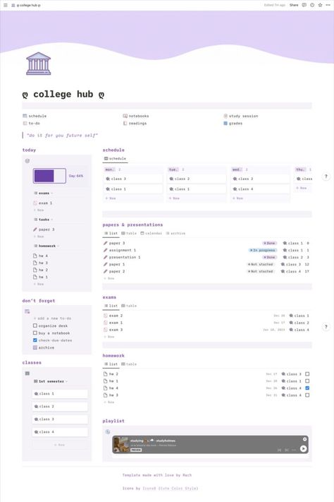 Work Calendar, Student Dashboard, Assignment Planner, Notion Dashboard, Student Hacks, Digital Organization, Templates Free Design, Dashboard Template, Notion Template