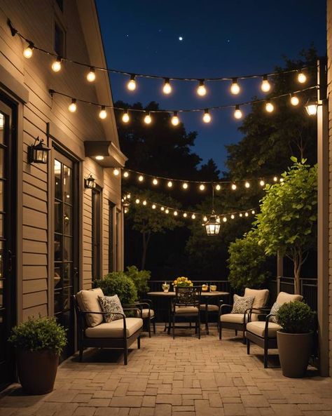 20 Stunning Hanging Patio Light Ideas – ToolzView Hanging Lights In Balcony, Hanging Deck Lights, Deck Lights Ideas Hanging, Patio Light Ideas, Hanging Patio Lights, Deck Renovation, Outdoor String Lights Patio, Market Lighting, Balcony Lighting