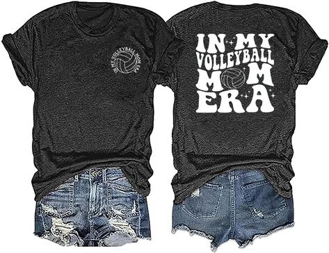 PRICES MAY VARY. Material: Cotton Blend Style: Classic Fit type: Regular Fit Neck neck style: Crew Neck Sleeve type: Short Sleeve Volleyball Mom Shirts Design, Funny Volleyball, Mom Tees Funny, Volleyball Mom Shirts, Volleyball Shirts, Sports Mom Shirts, Volleyball Shirt, Volleyball Mom, Mom Era