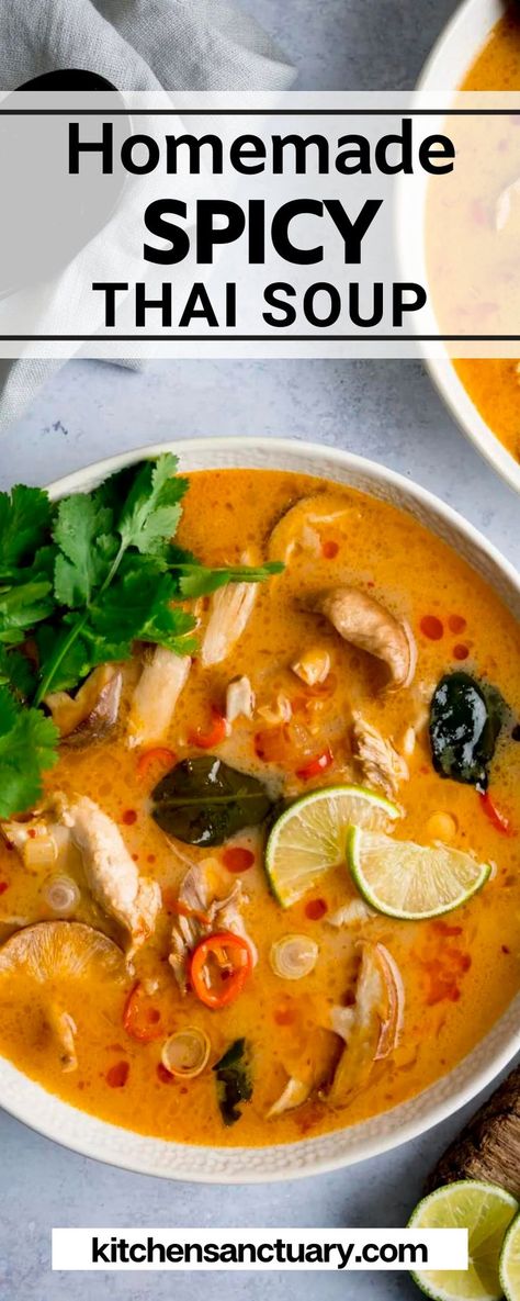 Pho Thai Soup, Thai Salmon Soup, Thai Ginger Soup, Spicy Asian Soup Recipes, Pho Soup Recipe Chicken Spicy, Thai Beef Soup Recipes, Spicy Thai Coconut Chicken Soup, Spicy Coconut Soup, Thai Broth Soup Recipes