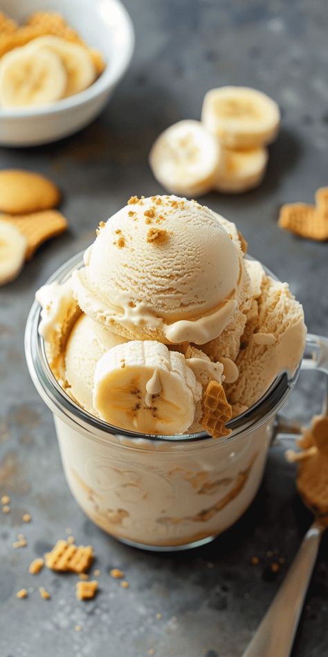 Banana Pudding Ice Cream [55 Minutes] – Chasety Fun Ice Cream Flavors, Pudding Ice Cream Recipe, Arabian Cuisine, Banana Pudding Ice Cream, Ice Cream Banana, Banana Ice Cream Recipe, Natural Ice Cream, Tasty Ice Cream, Banana Pops