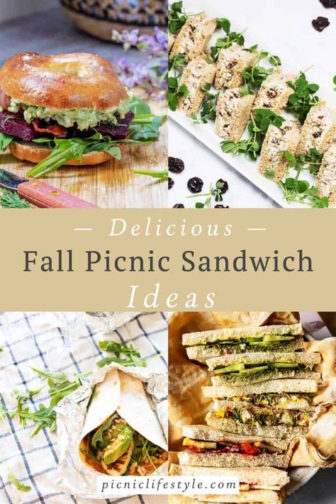 Fall Tea Sandwiches, Autumn Sandwiches, Picnic Sandwich Ideas, Fall Sandwich, Vegan Sandwich Ideas, Fall Picnic Food, Fall Sandwiches, Picnic Finger Foods, Picnic Fall