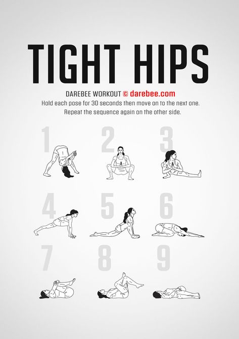 Tight Hips Workout Stretches For Inflexible People, Easy Starter Workouts At The Gym, Stronger Hips Workout, Strech Excercise Beginners, Daily Stretches For Flexibility, Hips Workout, Full Body Stretch, Latihan Yoga, Stretches For Flexibility