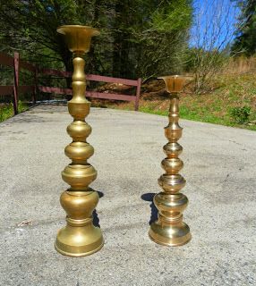 Cleaning Stained Vintage Brass - A Tutorial      Hollywood Regency Floor Standing Solid Brass Candlestick Holders      While cleaning a vin... Cleaning Brass, Cleaning Silver, Gold Candlestick Holders, Gold Candle Sticks, How To Clean Silver, Gold Candle Holders, Home Remodeling Diy, Vintage Brass Candlesticks, Brass Candlestick