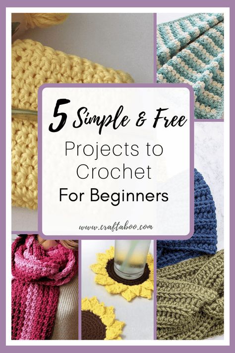 5 Simple & Free Projects to Crochet for Beginners – Craft-a-Boo Quick Crochet Projects To Sell Free Pattern, Chroching Beginners, Easy Beginner Crochet Patterns Free, Crochet For Kids Beginner, Learning To Crochet For Beginners, Easiest Crochet Patterns For Beginners, Crochet Crafts For Beginners, Easy Crochet Gifts Quick, Beginner Crochet Projects Step By Step