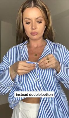 Button Down Tied Shirt Outfit, Button Shirt Hacks Tips And Tricks, How To Knot A Shirt With Buttons, How To Wear A Loose Shirt, How To Shorten A Button Up Shirt, How To Tie An Oversized Button Up Shirt, Different Ways To Button A Shirt, Ways To Tuck In A Shirt Button Up, Tuck A Button Up Shirt