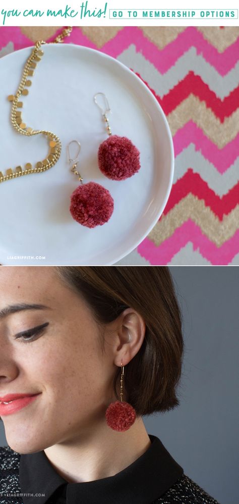 Learn How To Make Pom Pom Earrings (Video) with Lia Griffith! #pompomcrafts #pompom #diyjewelry #diyearrings Chia Seed Jam Recipe, Jewllery Ideas, Diy Crafts Earrings, Chia Seed Jam, Earring Video, Pom Crafts, Pom Earrings, Diy Pom Pom, How To Make A Pom Pom