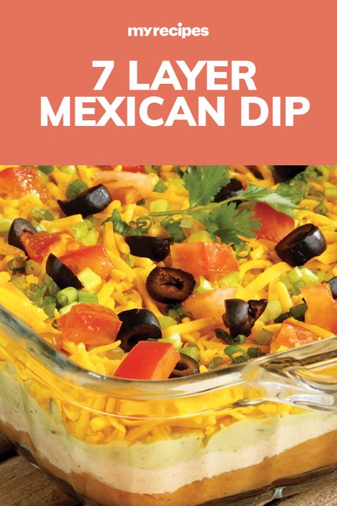 Mexican Layer Dip Recipe, Cold Taco Dip, 7 Layer Mexican Dip, Mexican Dip Recipes, Taco Beef, Fiesta Dip, 7 Layer Dip Recipe, Mexican Layer Dip, Mexican Salad Recipes