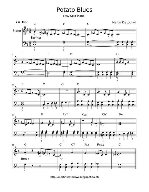 Popular Piano Sheet Music, Easy Sheet Music, Piano Chords Chart, Piano Jazz, Trumpet Sheet Music, Clarinet Sheet Music, Jazz Sheet Music, Saxophone Sheet Music, Blues Piano