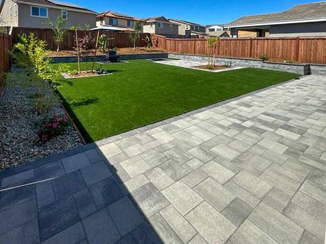 Turf And Pavers Backyard, Dream Landscaping, Backyard Envy, Turf Backyard, Personal Retreat, Dream Landscape, Outdoor Living Spaces, Backyard Inspiration, Backyard Landscaping Ideas