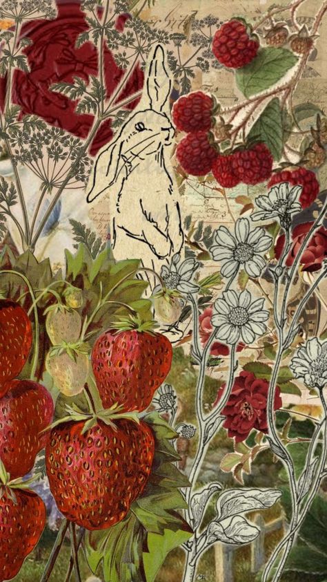 strawberry and bunny #strawberries #bunny #nature Bunny Strawberries, Strawberry Collage, Bunny Nature, Anne Geddes, Collage Wallpaper, Collage Background, Reading Journal, Book Inspiration, Paper Collage