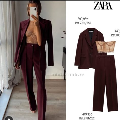 New With Tag Zara Blazer. Same Color As Picture School Awards Ceremony Outfit, Burgundy Suit Women, Burgundy Blazer Outfit Woman, Real Estate Agent Attire Women, Counselor Outfits, Burgundy Blazer Outfit, Innovation Fashion, Blazer Outfits Women, Corporate Goth