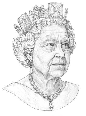 Queen Elizabeth Ii Painting, Drawing Queen Elizabeth, Famous People To Draw, Queen Elizabeth Sketch, Queen Elizabeth Ii Drawing, Queen Elizabeth Tattoo, Famous People Drawings, Queen Elizabeth Drawing, Queen Elizabeth Ii Art