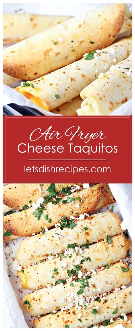 Air Fryer Cheese Roll Ups, Vegetarian Taquitos Air Fryer, Air Fryer Cheese Taquitos, Air Fryer Turnovers, Air Fryer Tortilla Recipes, Taquitos Cheese, Cheese Flautas, Air Fryer Taquitos, Air Fryer Cheese