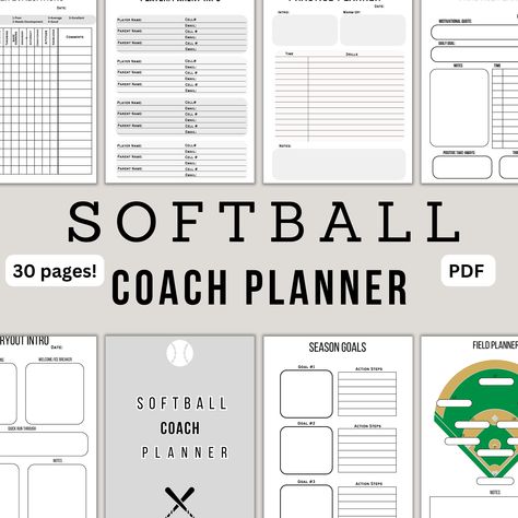 This 30 page Softball Coach Planner provides everything you need to have an organized season! From tryout evaluations and practice plans to field planners and game schedules, you will have all the resources you need!  PDF Only Digital Download No Refunds or Returns Softball Tryout Evaluation Form, 10u Softball Practice Plans, 8u Softball Practice Plans, Softball Practice Plans, Softball Practice Drills, Team Meeting Agenda, Travel Softball, High School Softball, Softball Practice