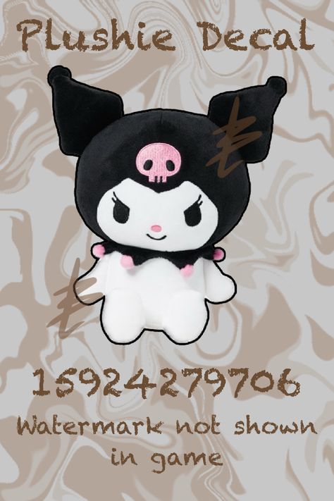 Kuromi Bloxburg Codes, Bloxburg Kawaii Decal Codes, Kuromi Decals Bloxburg, Bloxburg Plushie Decals, Bloxburg Hello Kitty Decals, Kuromi House, Bloxburg Ids, Sanrio Cafe, Bloxburg Food Decals