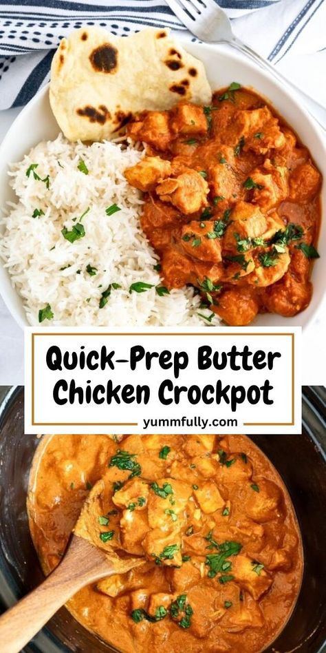 The spice blend in this Quick-Prep Butter Chicken Recipe is bold and warm. It brings the dish together and gives it amazing flavor. Nothing beats an easy-to-make slow cooker recipe, and this one is the best. Tomato-based, creamy, and spicy! Butter Chicken Crockpot, Chicken Crockpot, Slow Cooker Recipe, Butter Chicken Recipe, Crockpot Recipes Slow Cooker, Chicken Dishes Recipes, Butter Chicken, Crockpot Chicken, Easy Chicken Recipes