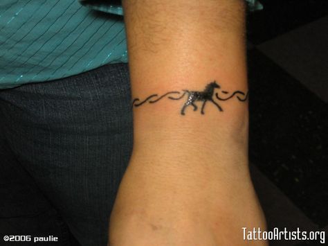 horse tattoo designs | ... all the way around with the same horse inverted on underside of wrist