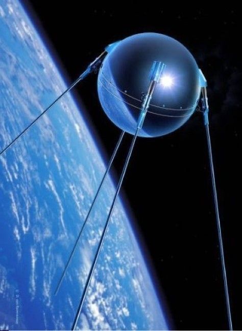 Sputnik 1 ("Satellite-1"), was the first artificial Earth satellite. The Soviet Union launched it into an elliptical low Earth orbit on 4 October 1957. It was a 58 cm (23 in) diameter polished metal sphere, with four external radio antennae to broadcast radio pulses. It was visible all around the Earth and its radio pulses were detectable. This surprise success precipitated the American Sputnik crisis and triggered the Space Race, a part of the larger Cold War. Artificial Satellite, Metal Sphere, 4 October, Space Probe, Earth Orbit, Space Race, The Soviet Union, Radio Antenna, Space Station