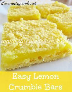 Lemon Crumble Bars, Lemon Crumble, Lemon Bars Easy, Lemon Brownies, Lemon Pie Filling, Lemon Dessert Recipes, Crumble Bars, Country Cook, Dessert Bar Recipe