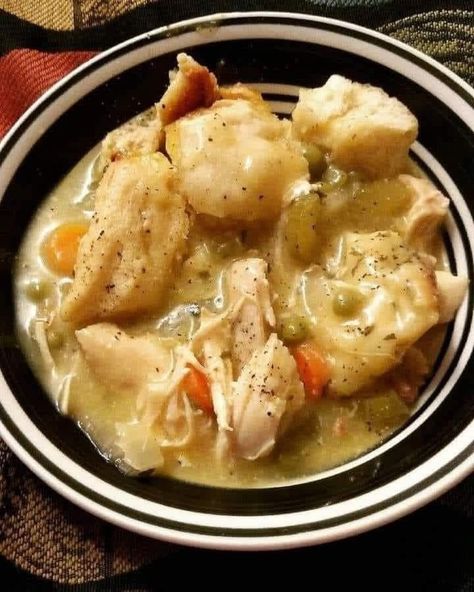 Crockpot Chicken and Dumplings asy... - Delicious Delights Slow Cooker Chicken And Dumplings, Crockpot Chicken And Dumplings, Chicken Slices, Dumplings For Soup, Cream Of Celery Soup, Freezer Meal, Dumpling Recipe, Boneless Skinless Chicken, Mommy Style