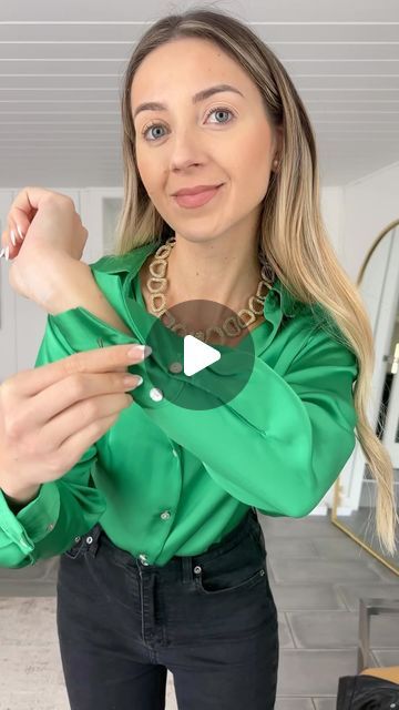 Roxanne Olaru on Instagram: "Fashion Hack: How To Keep Your Sleeves Up On A Button- Cuff Blouse + #grwm 🌸

Rate this #fashionhack 1-10! ❤️

This is one of my favorite hacks that I’ve learned, and it’s incredibly simple to do! If you enjoy wearing satin or smooth shirts like I do, this method is perfect for keeping your sleeves rolled up securely without them constantly slipping back down. Also, if your sleeves are too long or you want to showcase your wrist jewelry, then this fashion hack is a must-try for you!

TAG someone who would love this, & comment down below if you want to see more #style hacks!
.
• #ootd #styletips #outfitideas #fashionhacks #grwm #todaysoutfit #todayslook #womensfashion" How To Roll Long Sleeve Shirts, Long Sleeve Shirt Hacks, Satin Shirts For Women, Anklet Tattoos For Women, Style Hacks, Anklet Tattoos, Wrist Jewelry, Womens Long Sleeve Shirts, Roll Up Sleeves