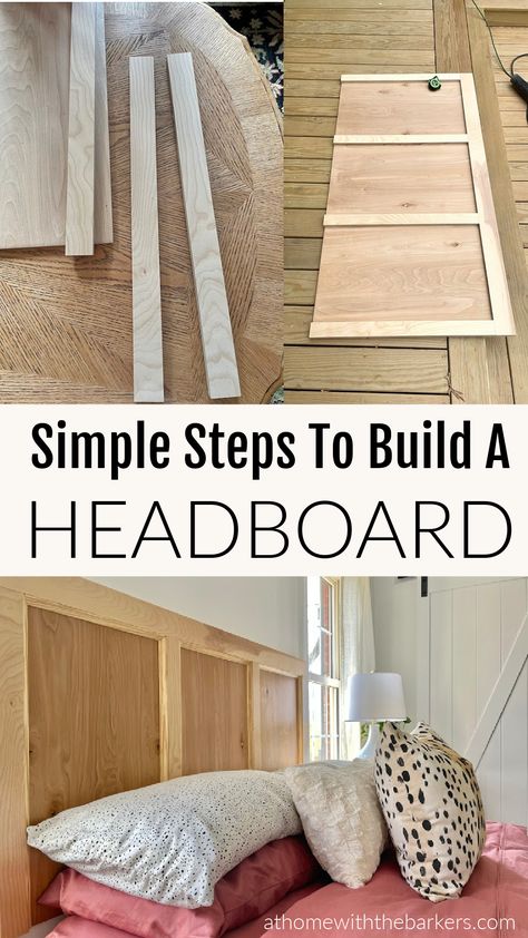 Build Headboard Diy Projects, How To Hang A Headboard On The Wall Diy, Board And Batten Headboard Diy, Easy Wooden Headboard Diy, King Size Wall Mounted Headboard, Diy Headboard Ideas With Lights, Wall Headboard Ideas Diy Wood, Headboard With Mirror Ideas, Wall Mounted Headboard Diy Wood