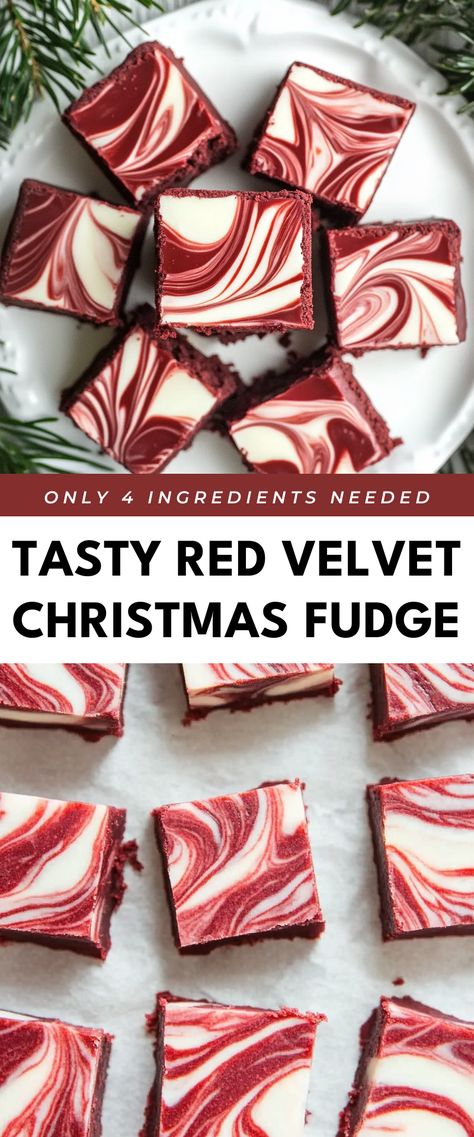 Image for Tasty Red Velvet Christmas Fudge Christmas Dessert Red Velvet, Red Velvet Christmas Cookies, Red Christmas Food, Red Velvet Balls, Red Velvet Truffles Recipe, Healthy Red Velvet, Red Velvet Fudge, Red Velvet Truffles, Homemade Condensed Milk