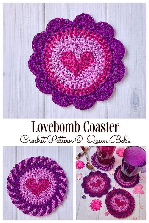 Heart in Circle Motif Free Crochet Patterns & Paid - DIY Magazine Crochet Coaster Patterns, Crochet Circle Pattern, Crocheted Coasters, Coaster Patterns, Crochet Valentine Patterns, Crochet Coasters Free Pattern, Coaster Pattern, Crochet Heart Pattern, Valentines Patterns