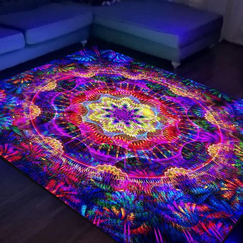 PRICES MAY VARY. BEAUTIFUL BOHEMIAN DESIGN:Our Black Light Mandala Rug Brings Exquisite Bohemian Style With Its Captivating Glow-In-The-Dark Mandala Pattern. Whether It’S In The Living Room, Bedroom, Children’S Room, Or Game Room, It Adds A Unique Touch To Your Home Decor HIGH-QUALITY MATERIALS:The Boho Rug Is Made Of Premium Polyester, With A Soft Flannel Surface And Memory Foam Filling For Superior Comfort And Support. The Bottom Is Designed With Anti-Slip Plastic Particles For Stability And S Baddie Bedroom, Baddie Bedroom Ideas, Baddie Room, Mandala Rug, Girly Apartments, Girly Apartment Decor, Chill Room, Woman Bedroom, Bohemian Design