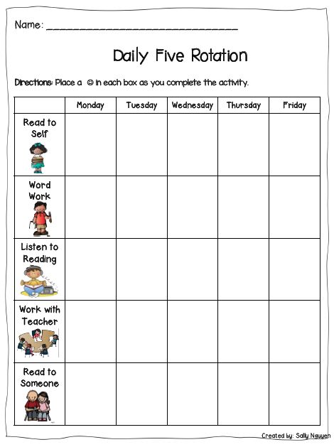 Daily Five Student Recording Sheet Daily 5 Kindergarten, Daily 5 Stations, Daily 5 Centers, Daily 5 Reading, Read To Self, Reading Stations, Daily Five, 3rd Grade Classroom, 3rd Grade Reading